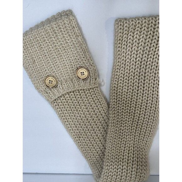 MICHAEL KORS Scarf With Pockets CREAM Gold Tone BUTTONS KNIT SCARF $68 - Picture 3 of 9